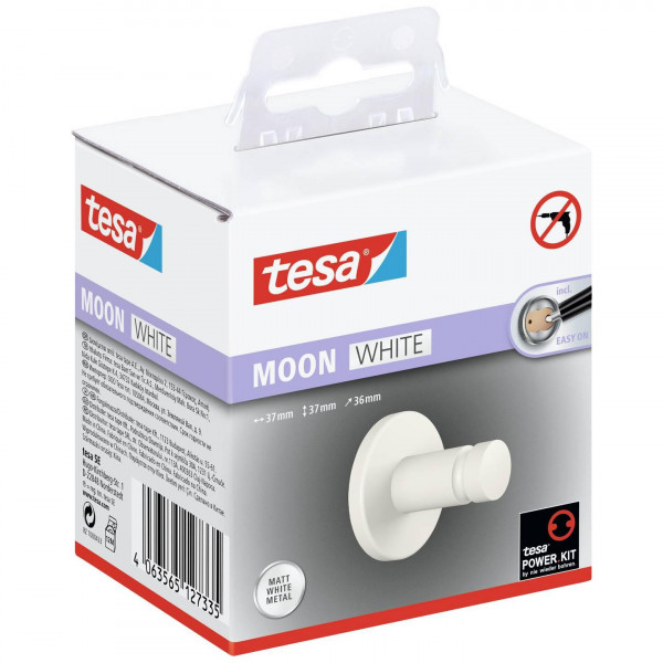 tesa Moon White Handtuchhaken Klebstoff Metall Durchmesser 37mm mattweiß