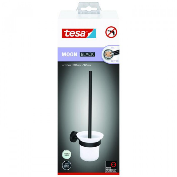 tesa Moon WC Bürstengarnitur 112mm x 327mm x 145mm schwarz matt